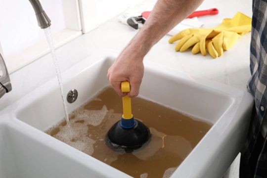 slow kitchen drain water